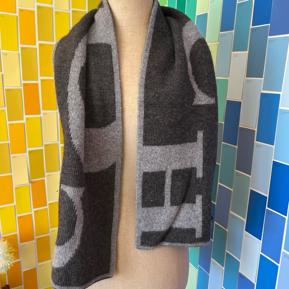 Coach Charcoal Wool Blend Scarf